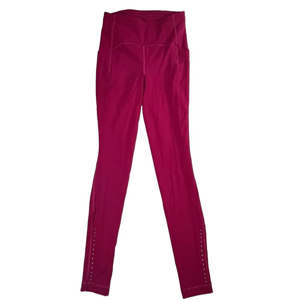 Lululemon Swift Speed High Rise Tights Size 4 Pink Wild Berry Pockets Gym W5CX9S